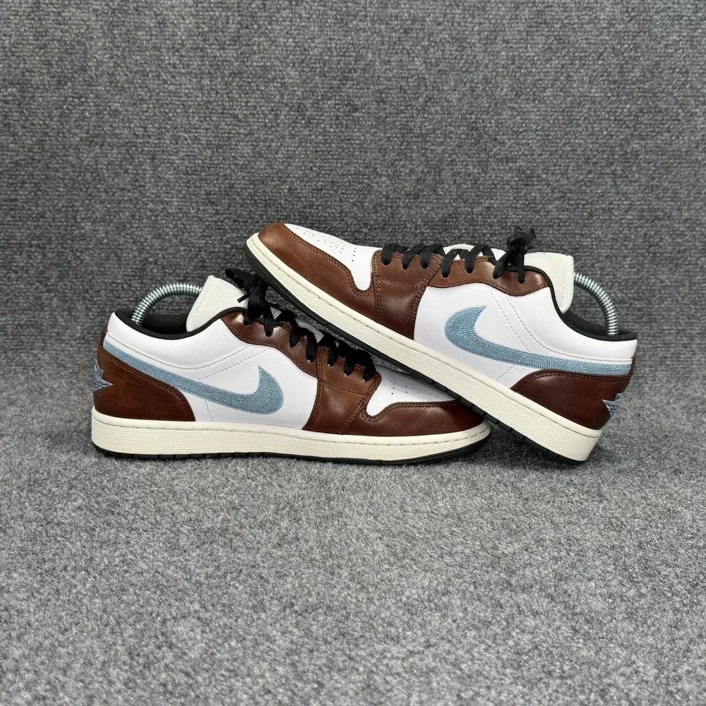 Jordan 1 Retro Low SE Shoes Men's 10 Brown Blue‎ Grey Leather Athletic Sneakers